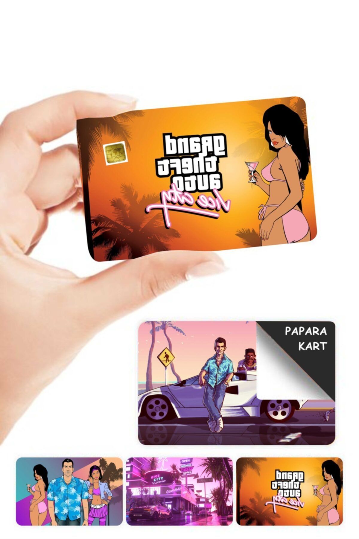 MARSİLYA Gta Vice City Papara Kart Kaplama Sticker 4 Adet