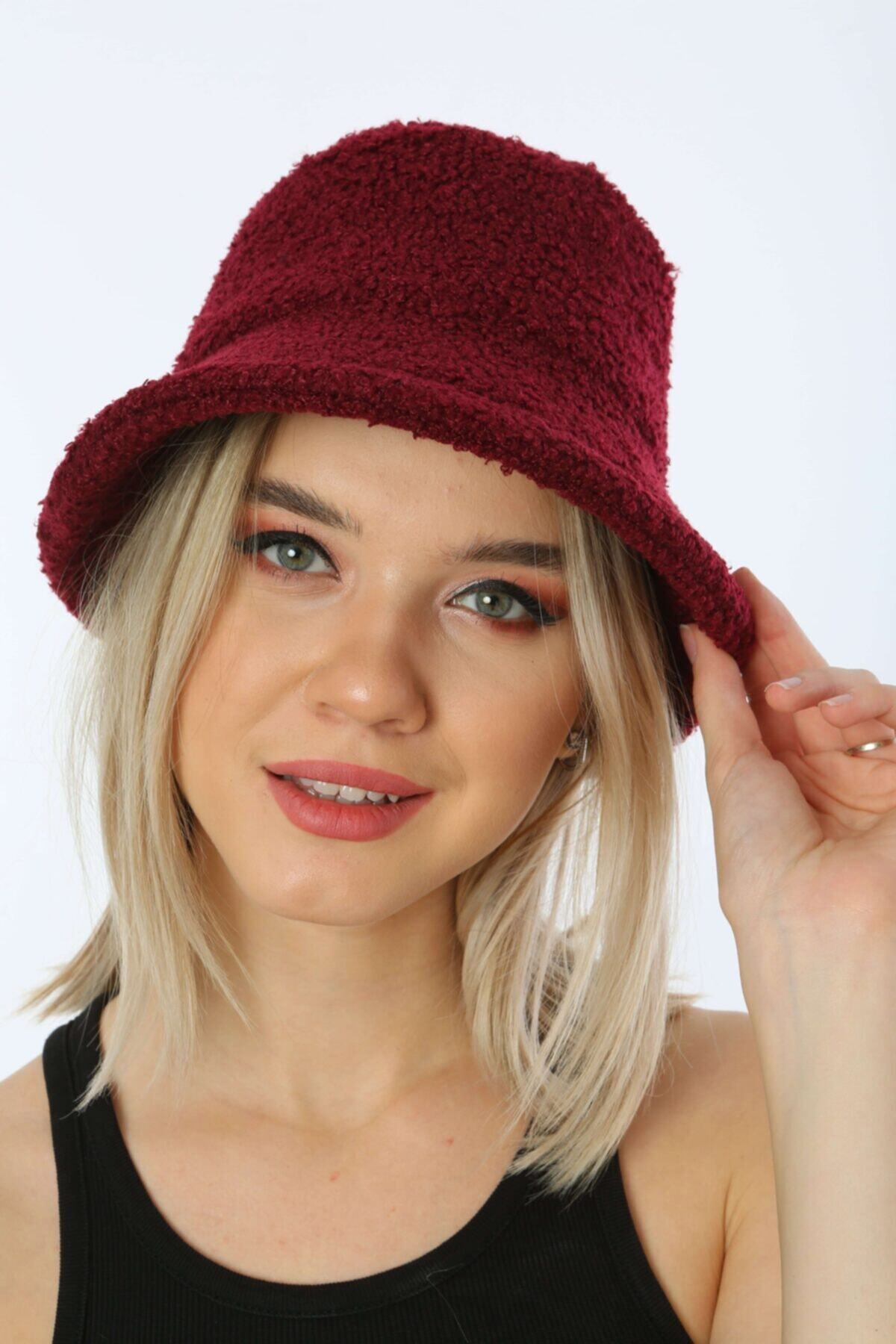 BALIENTE Bordo Lux Teddy Bucket Kadın Şapka