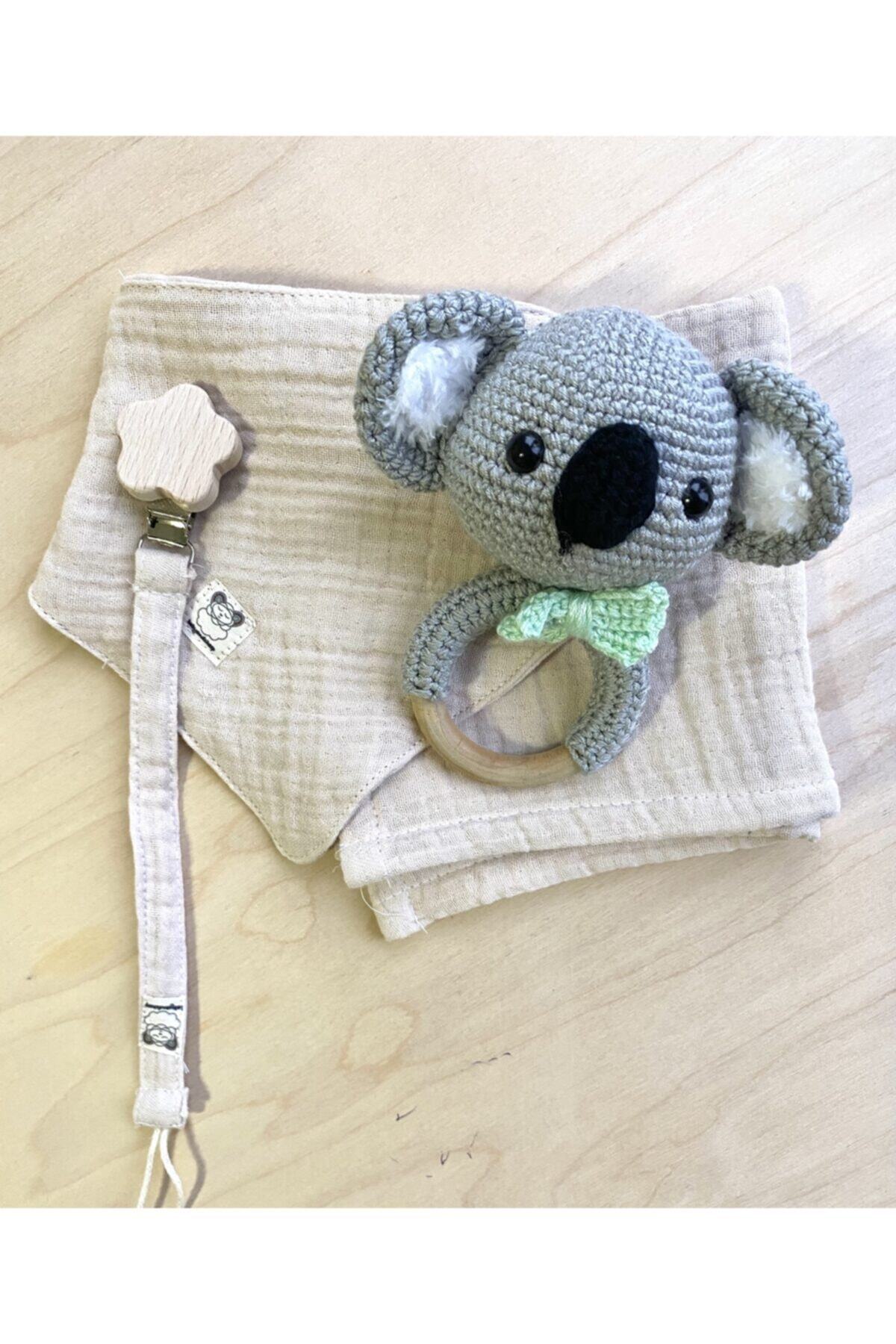 Babyandsheep Önlük Takımı ve Amigurumi Çıngırak Bebek