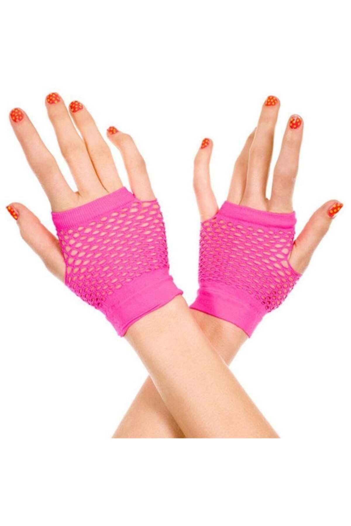 theonlinebutik Fuşya Renk Kısa Boy Fileli Örgü Eldiven