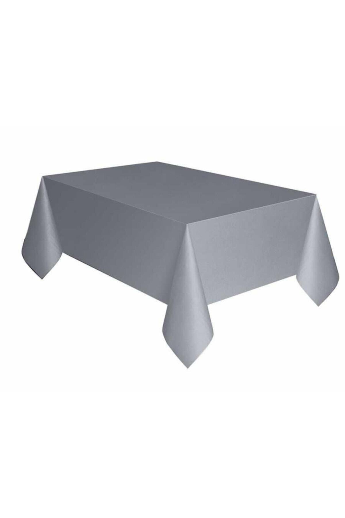 rüzgaravm Parti Aksesuar Gri Renk Plastik Masa Örtüsü 120x180 Cm
