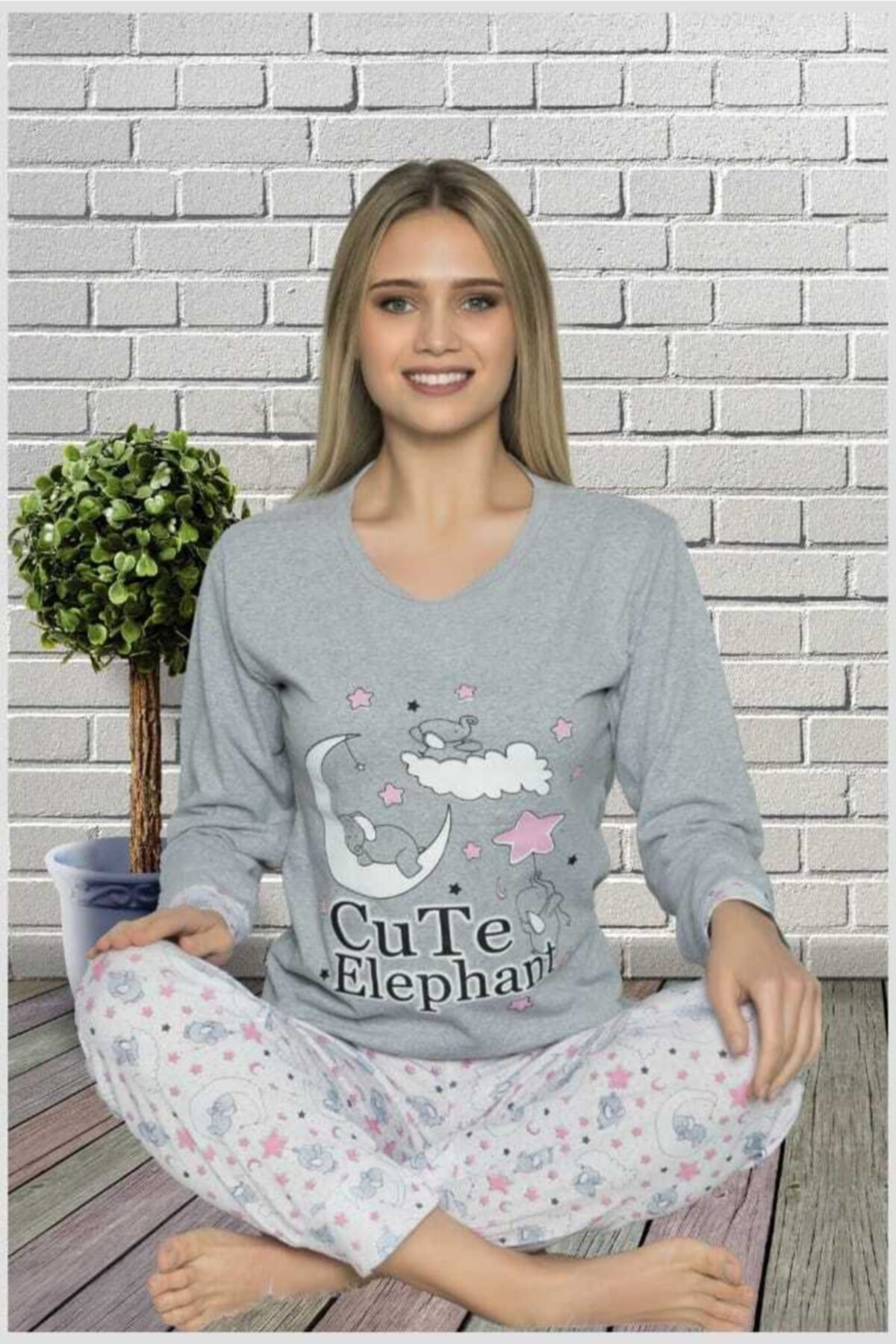 Moda Noche Fil Desenli Grikadın Pijama Takımı