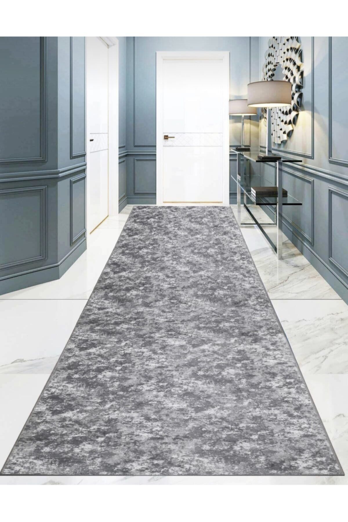 Alya Home Kaymaz Taban Kesme Halı Yolluk Gri Retro
