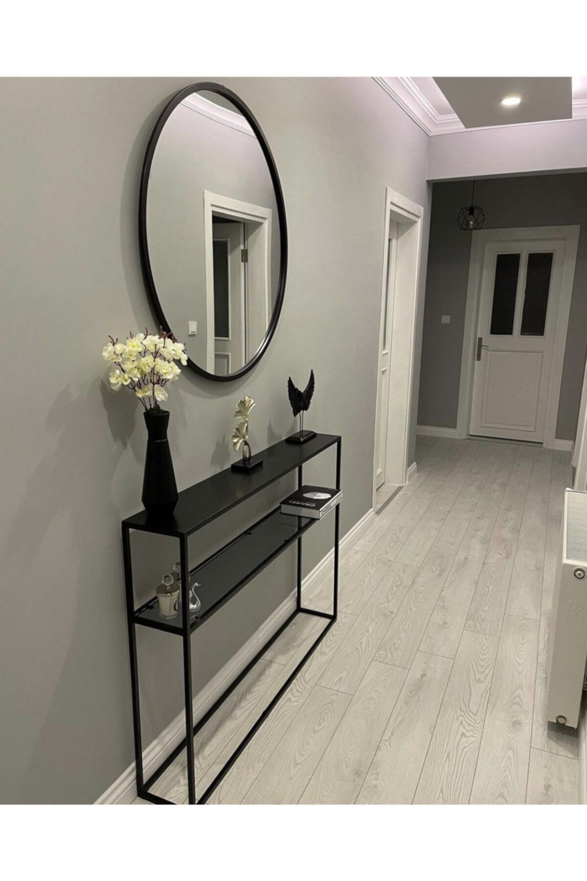 zdesignhome 90 Çap Ayna + 120x20x90 Cm Metal Dresuar