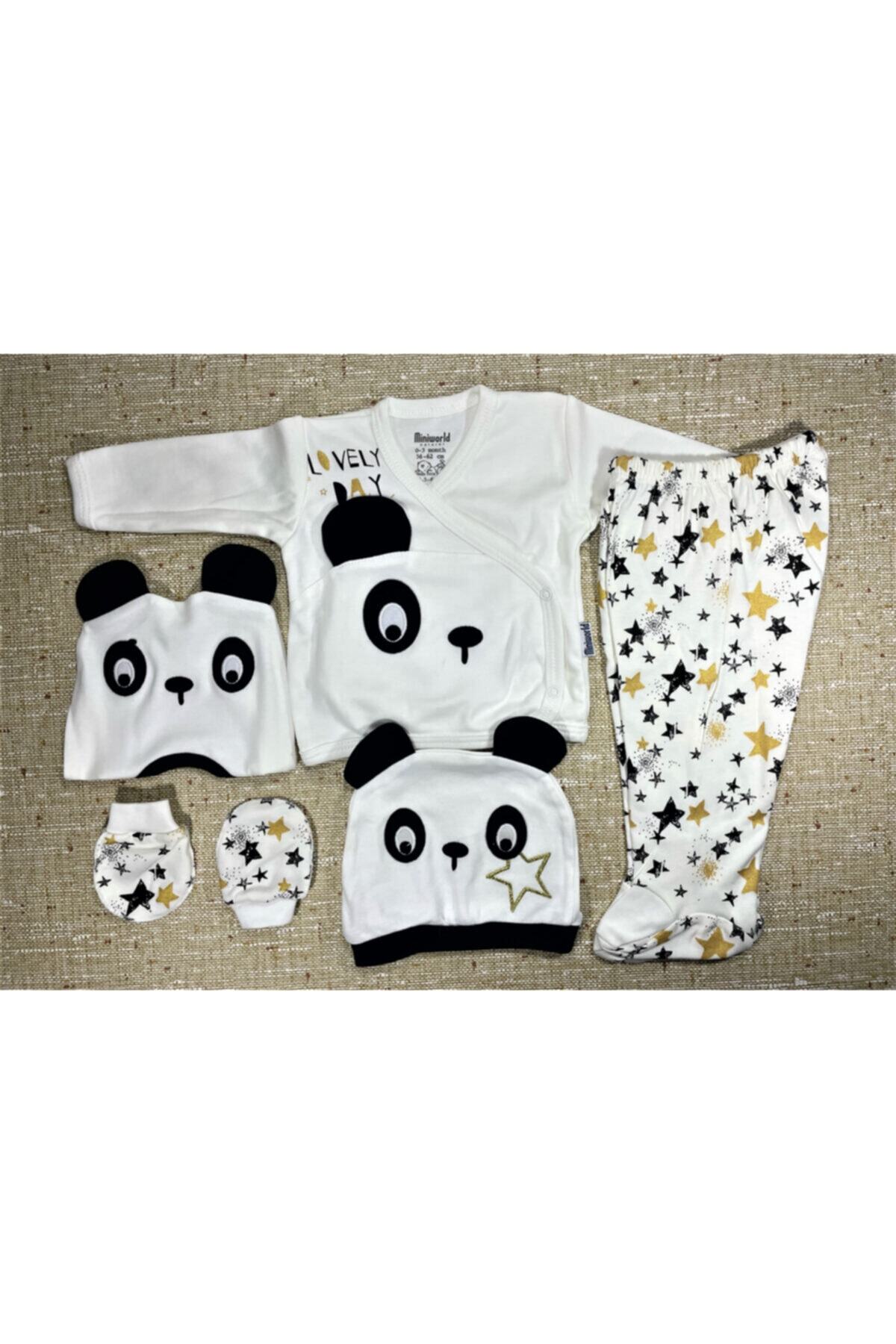 Miniworld Baby Panda Baskılı 5li Zıbın Seti