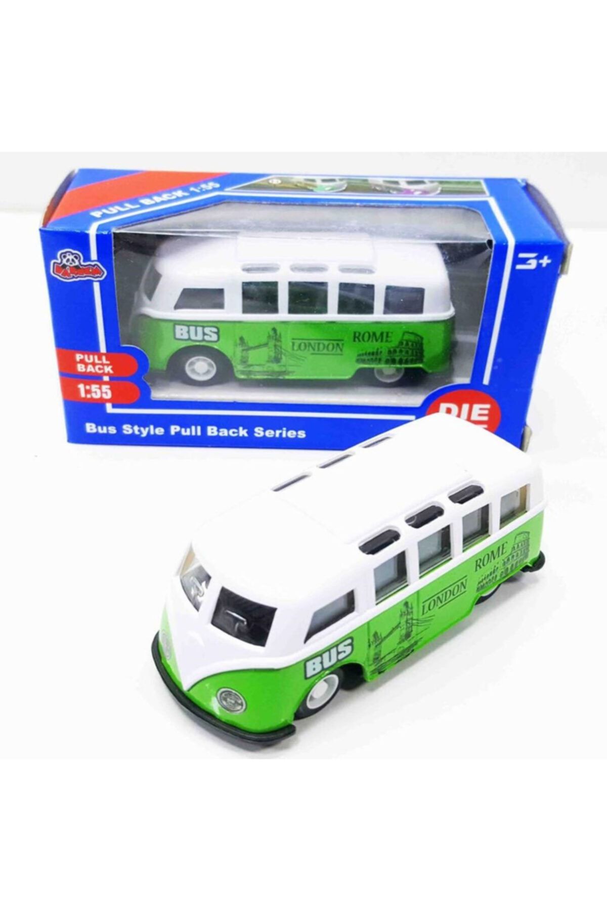 Vardem Yeşil Renk Metal Çek Bırak Araba Minibüs Otobüs Diecast Racing