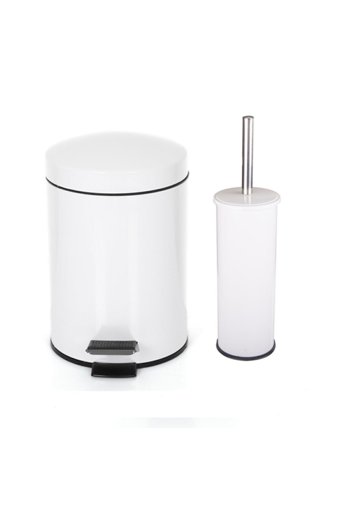 Alamut Home Beyaz Banyo Seti 5 Lt Çöp Kovası - Wc Fırçası