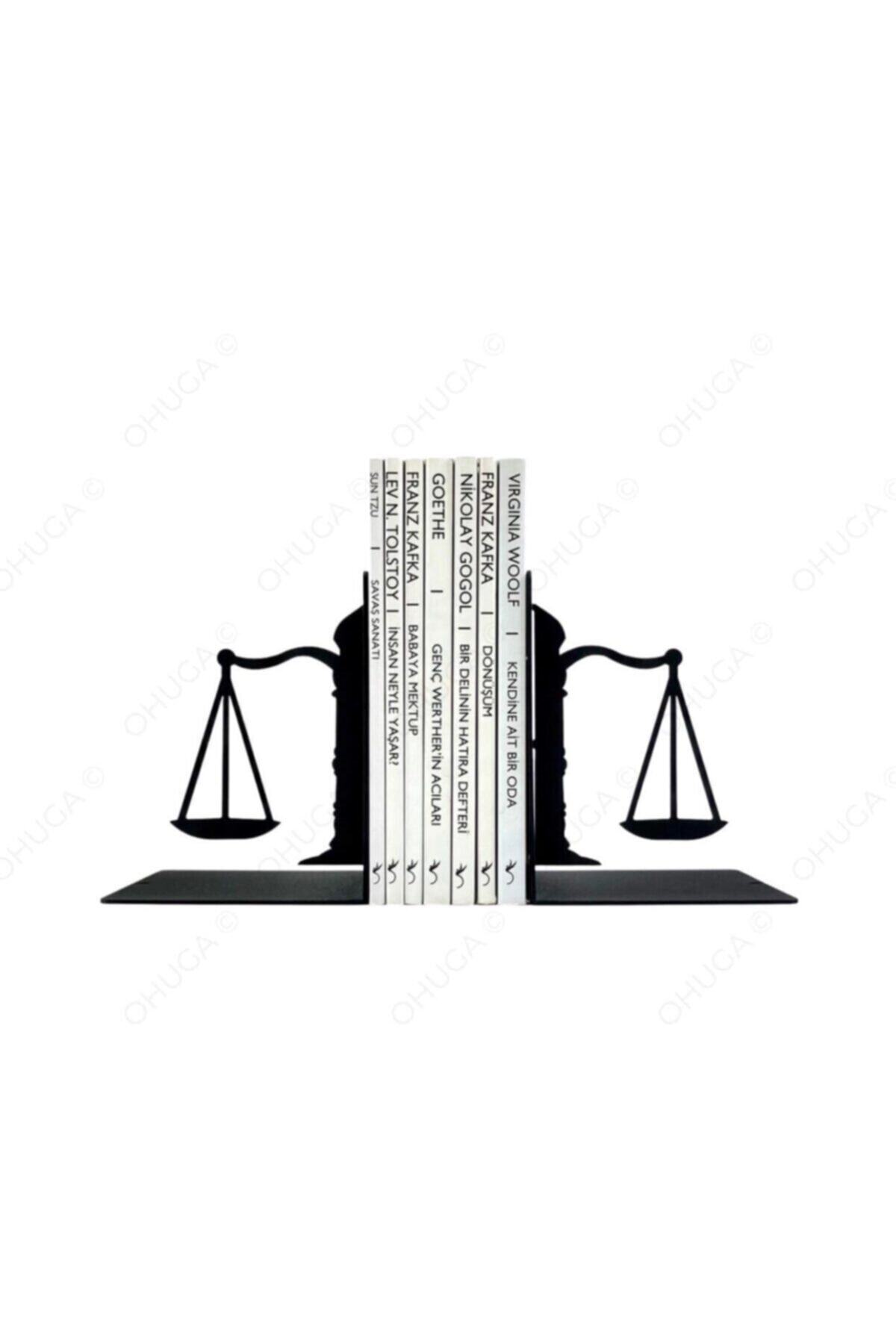 NURYAY Terazi Desenli Kitap Desteği - Dekoratif Estetik Kitap Tutucu ( 2 Li Set ) Siyah