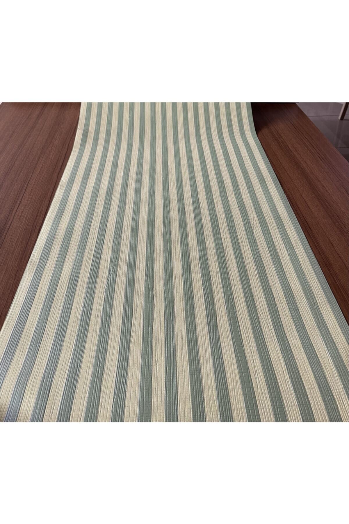 BAŞYAPI DİZAYN Yeşil Çizgili Ithal Vinly Duvar Kağıdı (5m²)