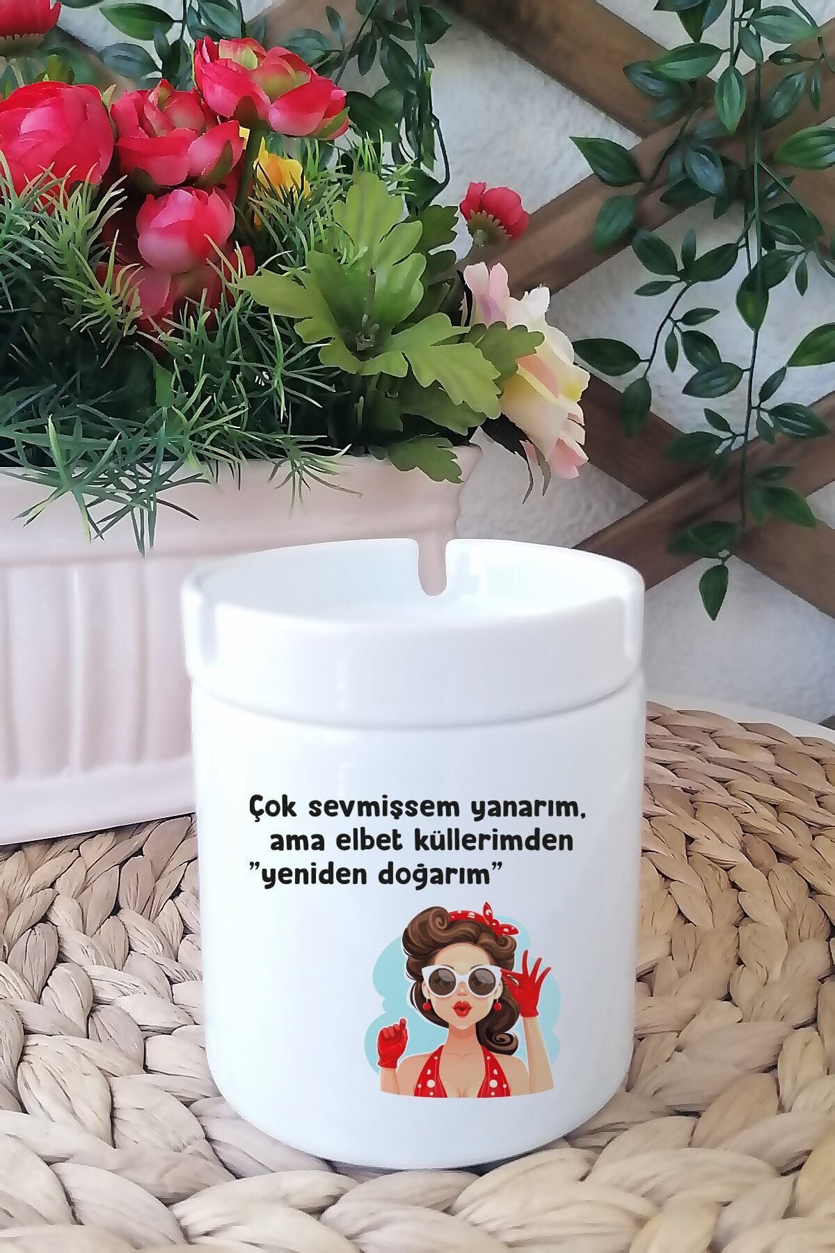gold fotoğrafçılık Küllerimden Yeniden Doğarım Baskılı Beyaz Kül Tablası