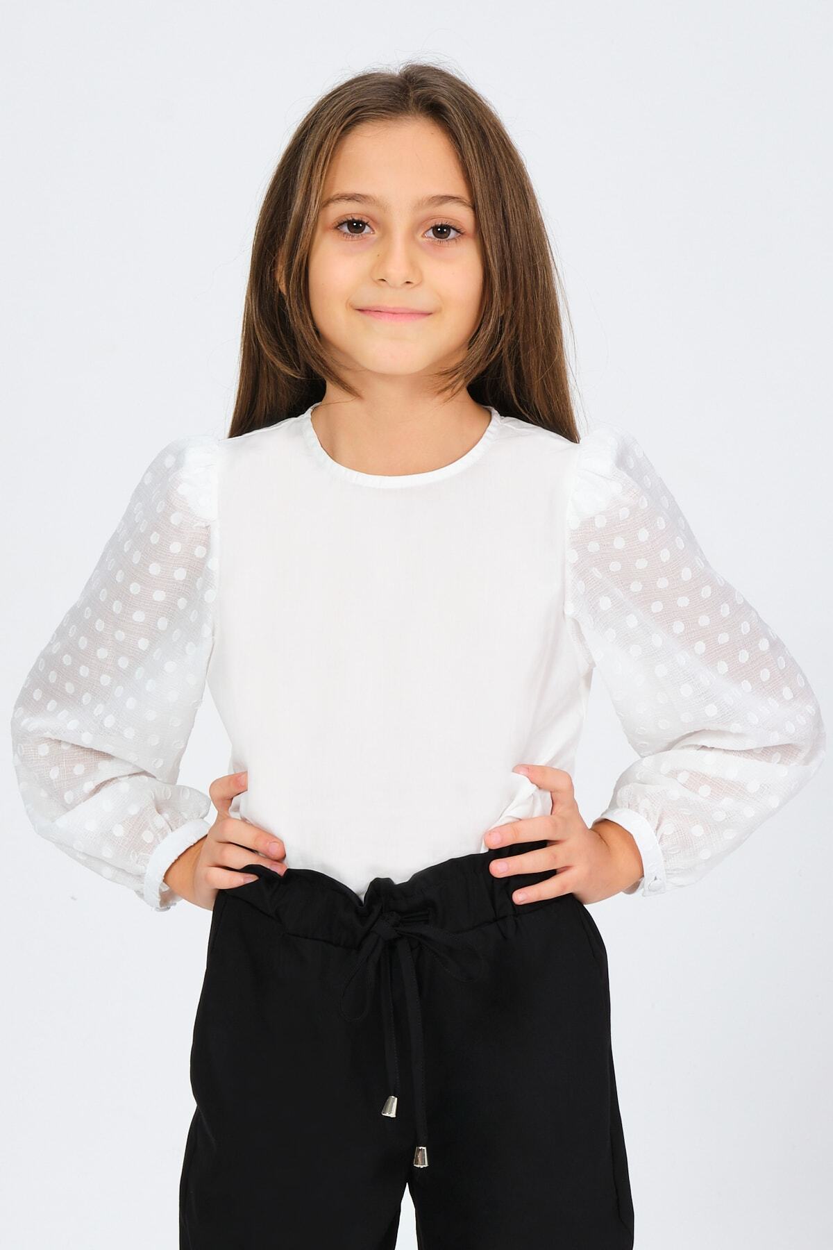 Alaya kids Puantiye Detaylı Bluz