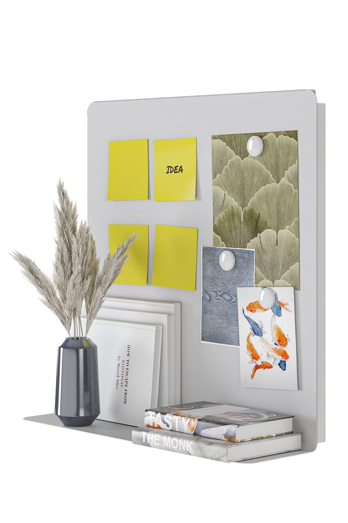Lagum Design Beyaz Mıknatıslı Pano Ve Raf, 50x50x16