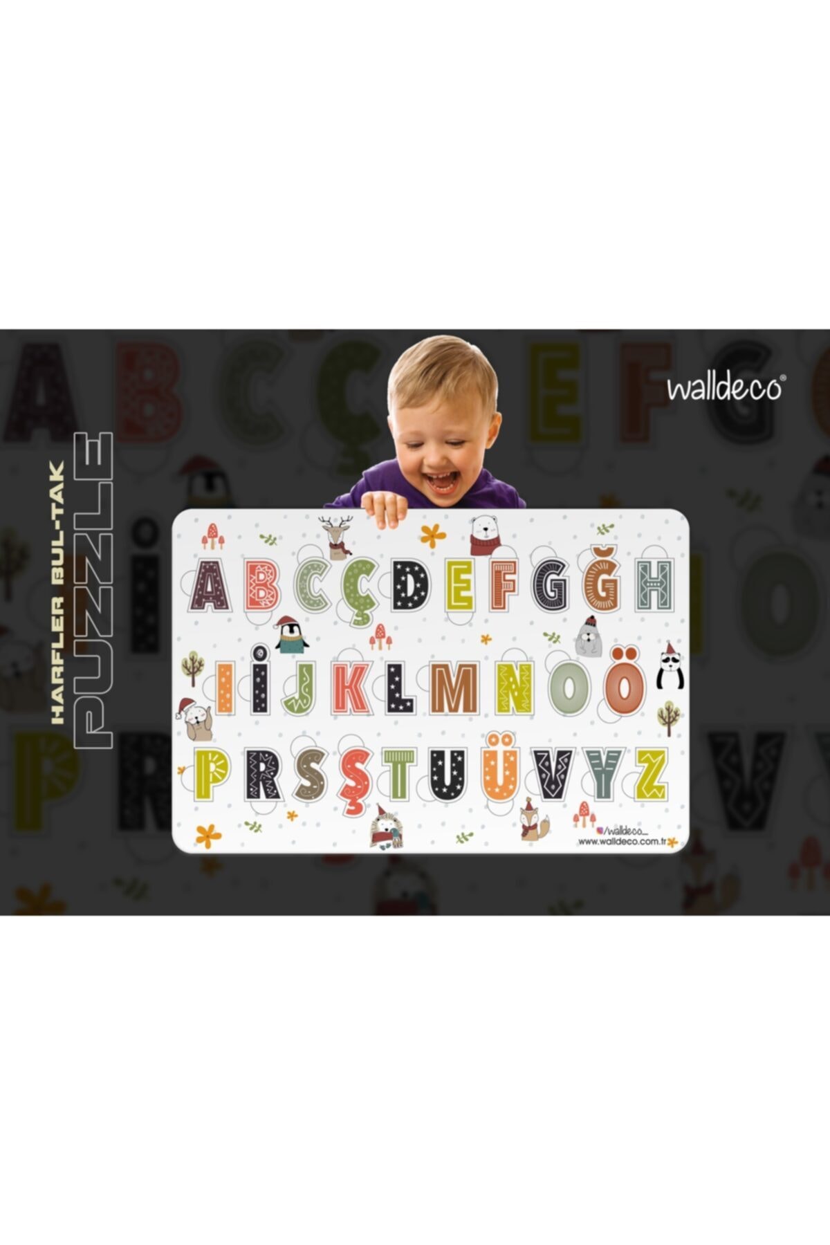 Walldeco Harfler Bul-tak Eğitici Ahşap Çocuk Puzzle