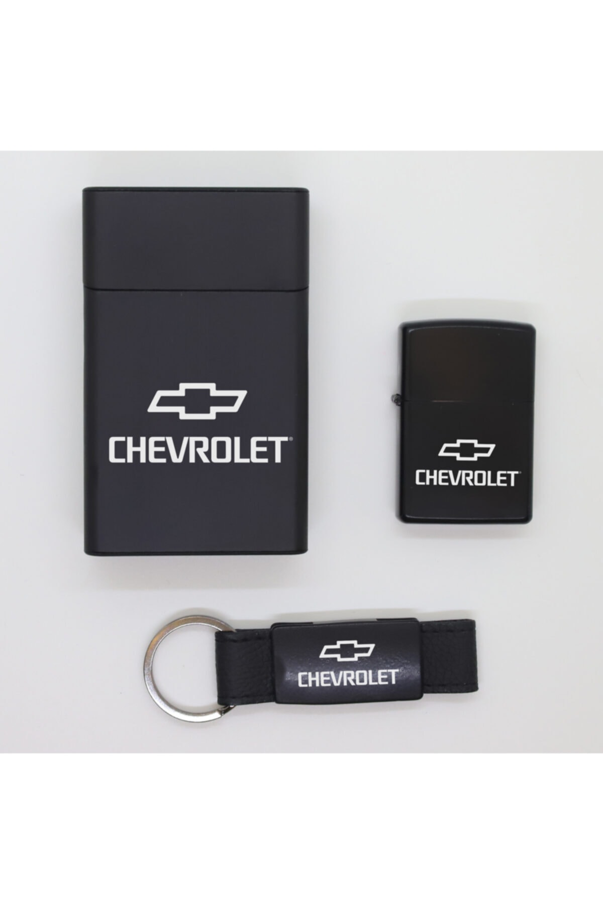 ELALAZER Chevrolet Metal Sigara Kutusu, Zippo Çakmak Ve Anahtarlık Seti