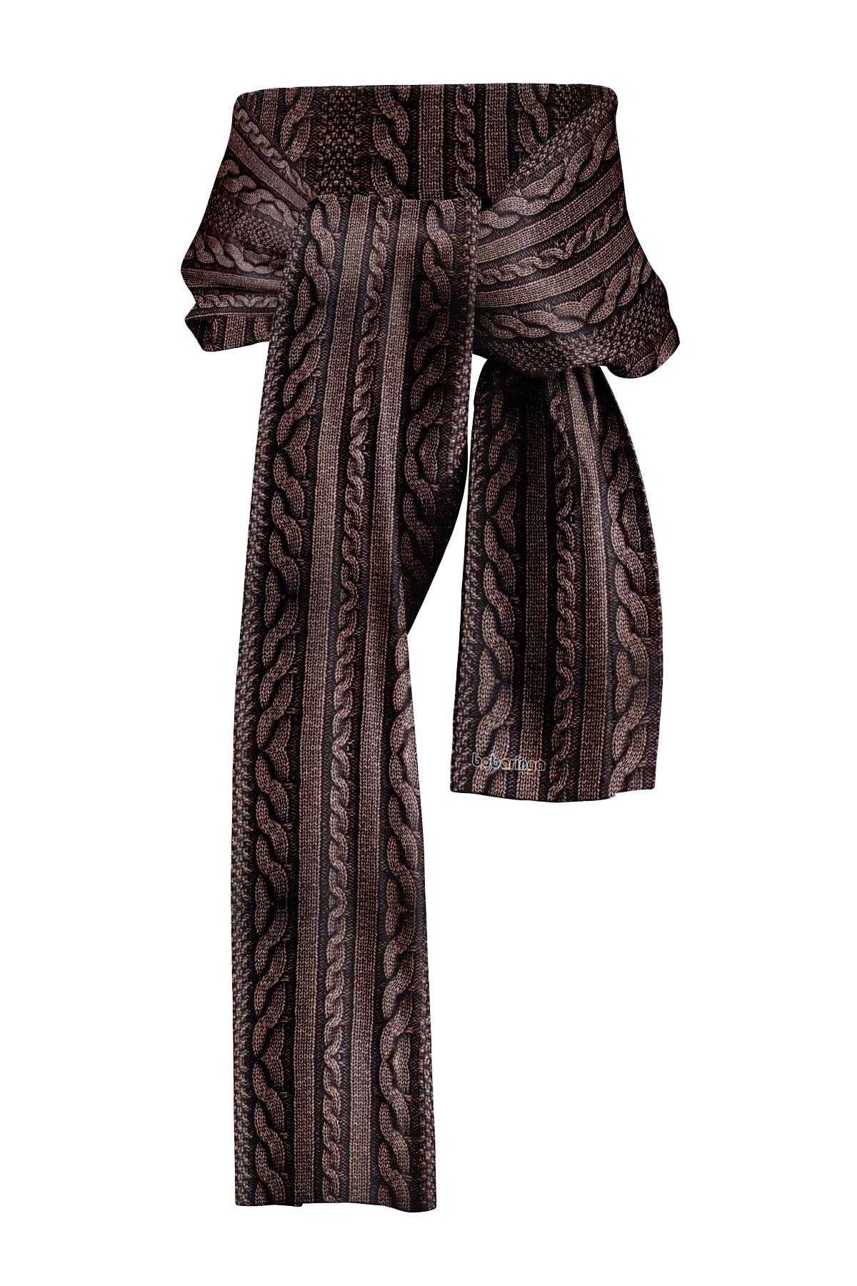 bobaringa Örgü Desenli Dijital Baskı Polar Atkı