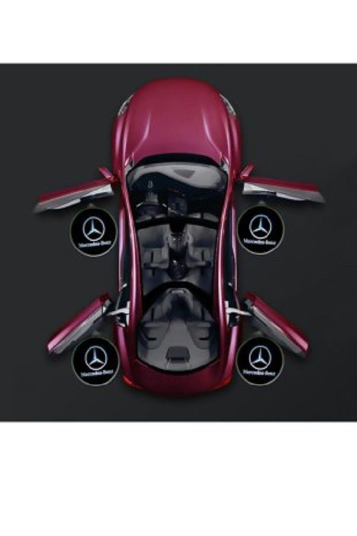 fırsatlar burada Mercedes Uyumlu Kapı Altı Led Hayalet Logo Pilli Yapıştırmalı 2 Adet