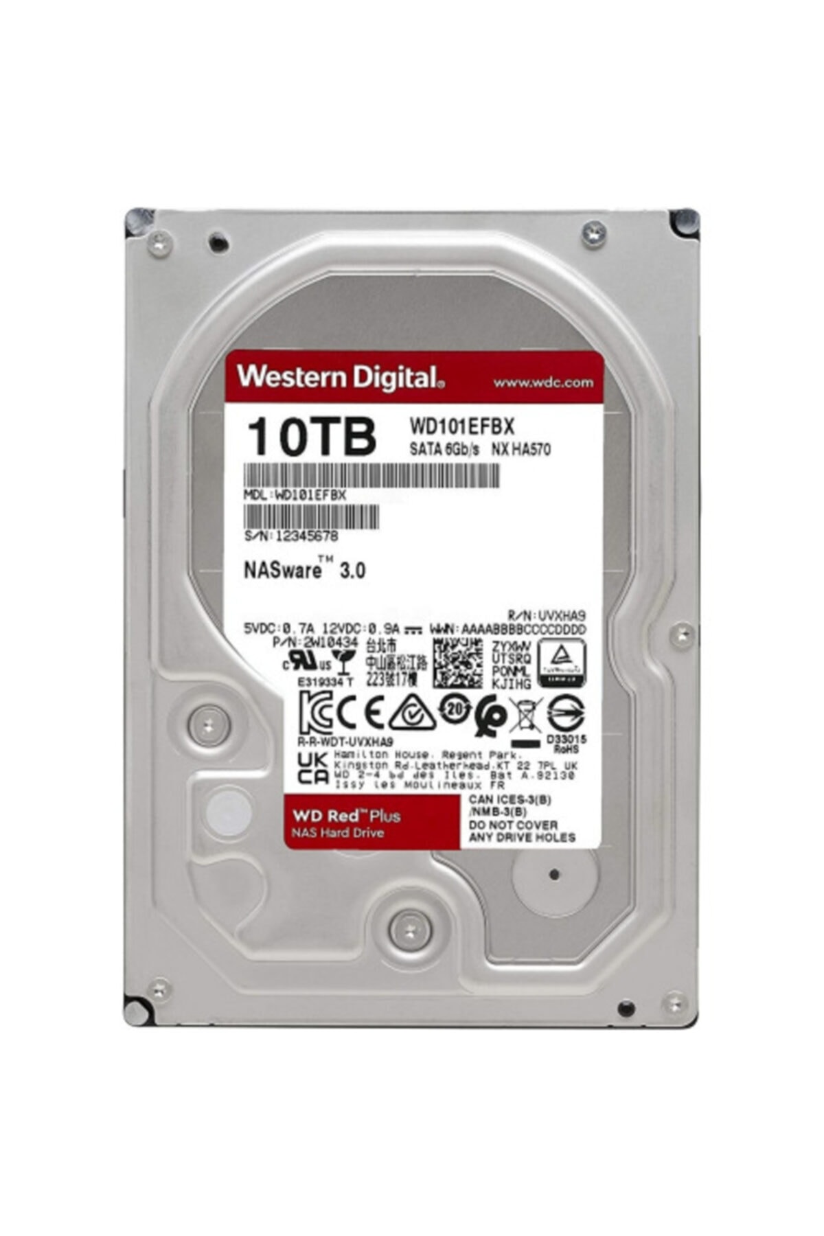 WESTERN DIGITAL Wd Red Plus Wd101efbx 3,5" 10tb, 256mb, 7200 Rpm, 7/24-nas-server Hdd
