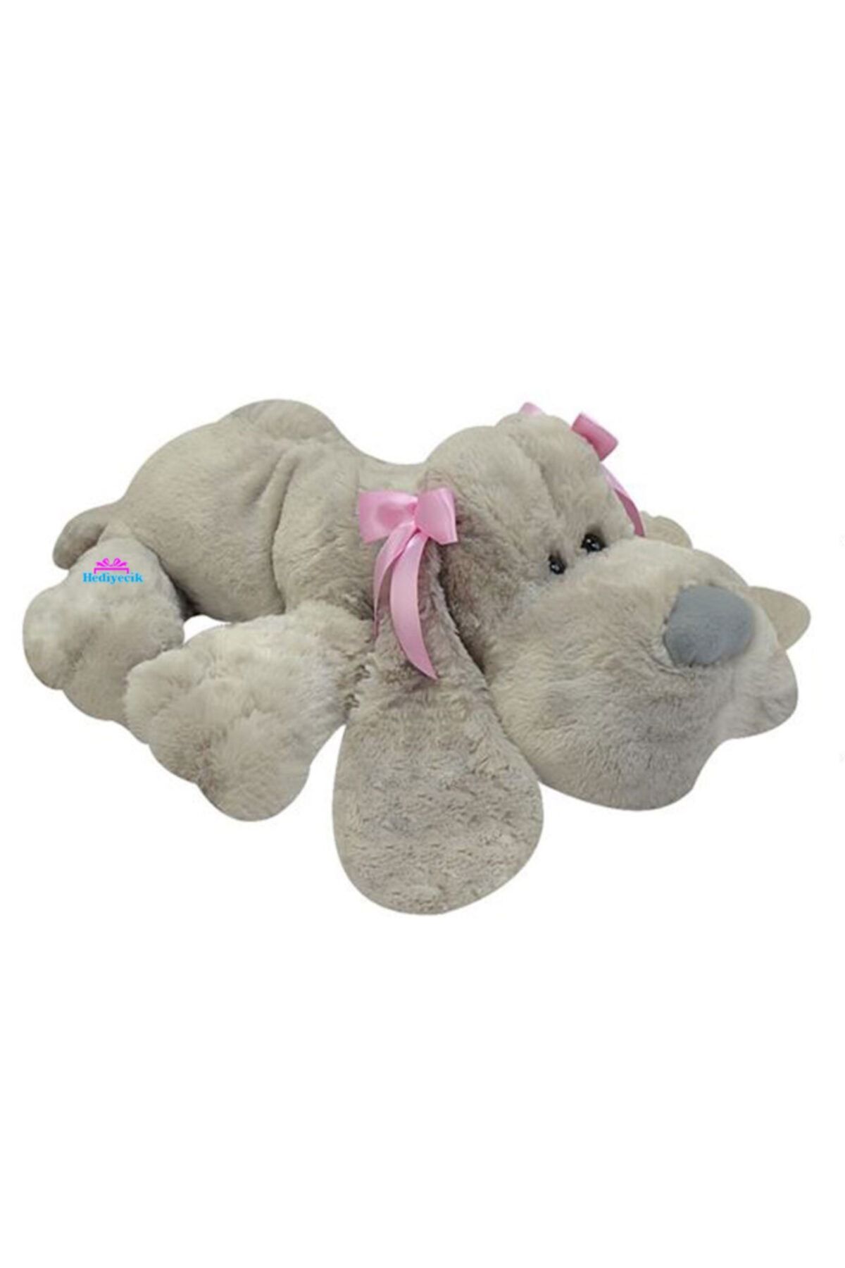 hediyecik 70 cm Sevimli Yumuşacık Uyku Arkadaşım Yatan Peluş Köpek Gri