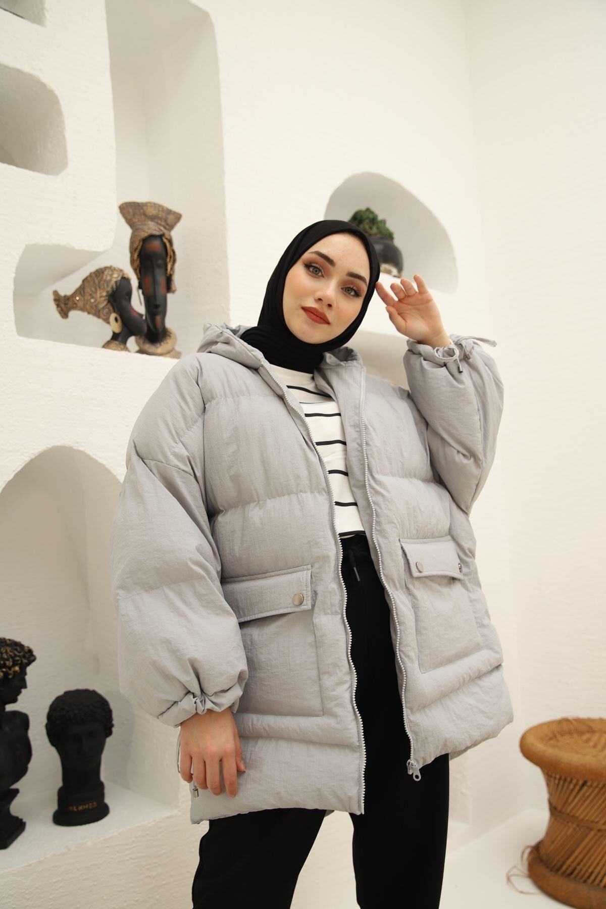 ELBİCA Puffy Şişme Mont Gri 1301