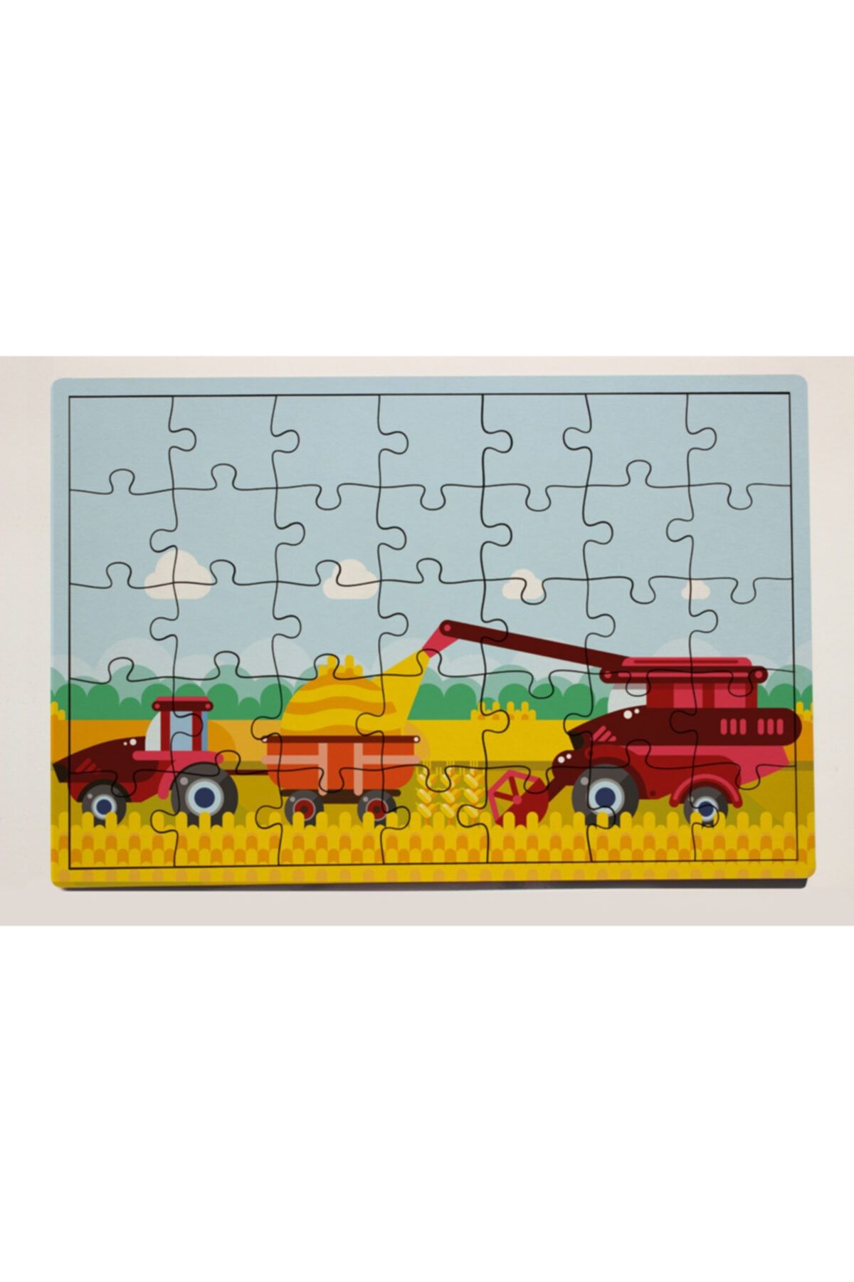 meyuhome Ekin Biçen Traktör Ve Biçerdöver 35 Parça Ahşap Puzzle Yapboz