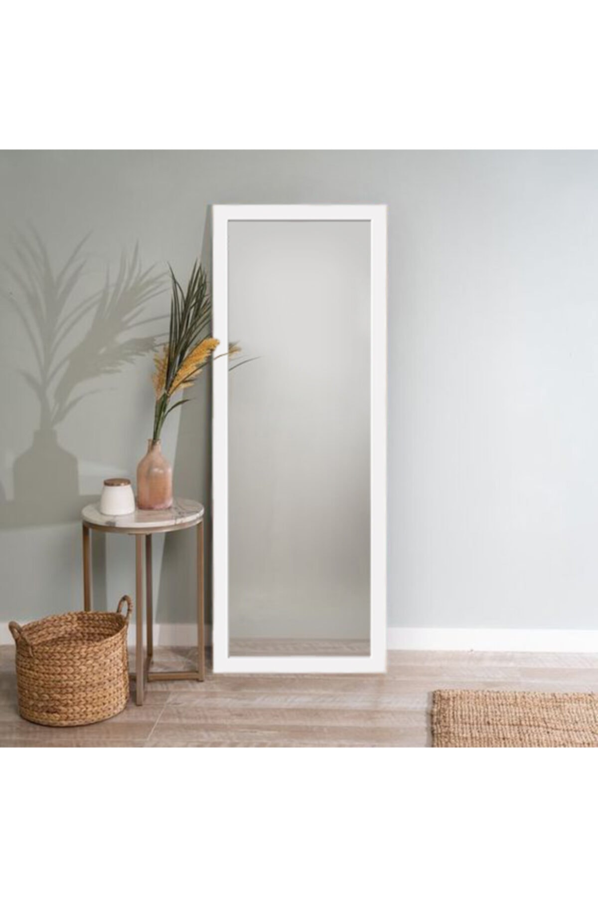 Hüma's Beyaz Ahşap Dekoratif Retro Boy Ve Duvar Aynası 140 X 58 cm