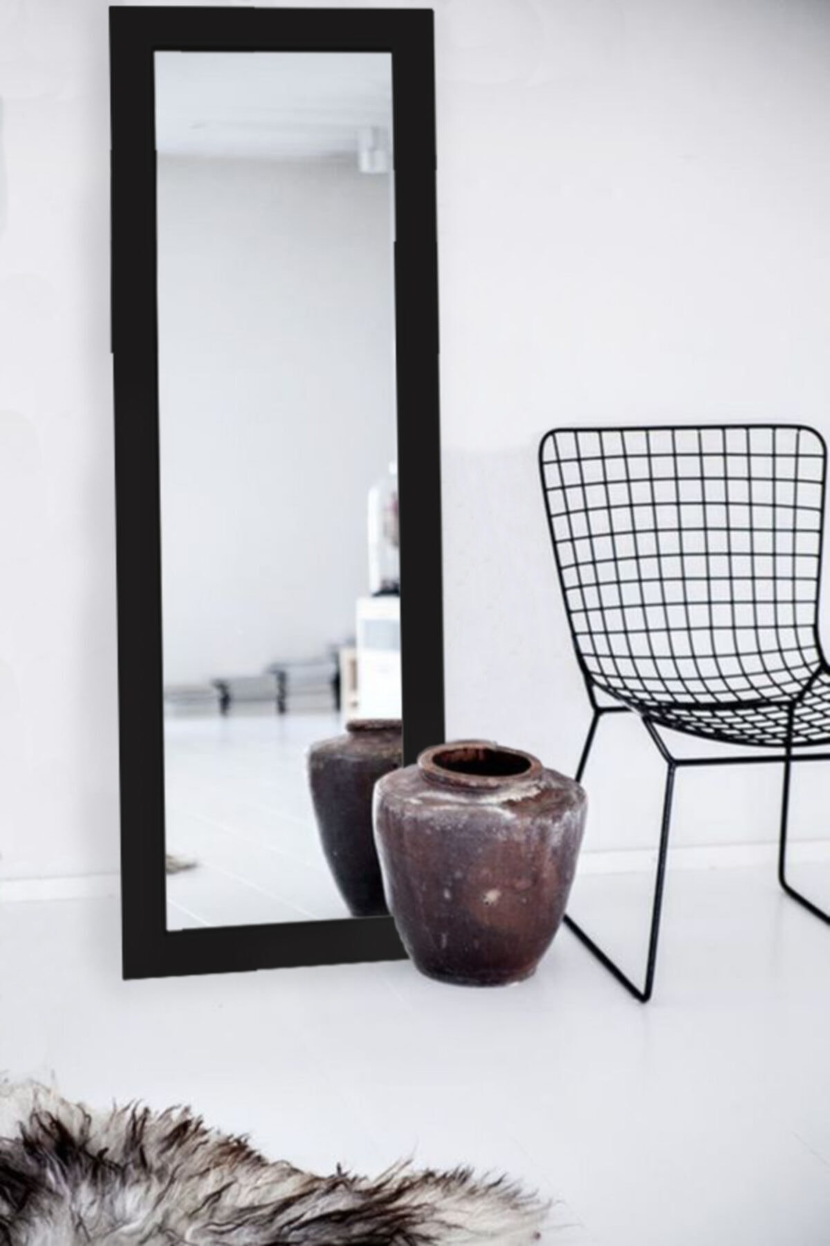 Hüma's Dekoratif Retro Boy Aynası Siyah 120 X 48 Cm