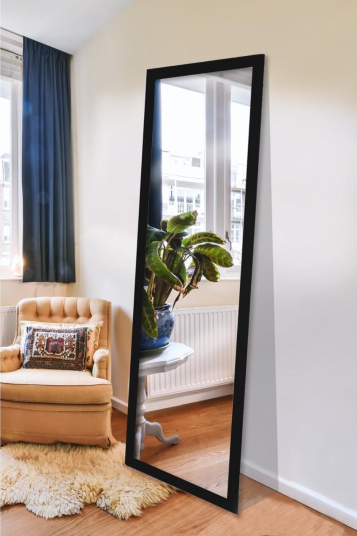 Hüma's Dekoratif Retro Boy Aynası Siyah 200 X 68 Cm