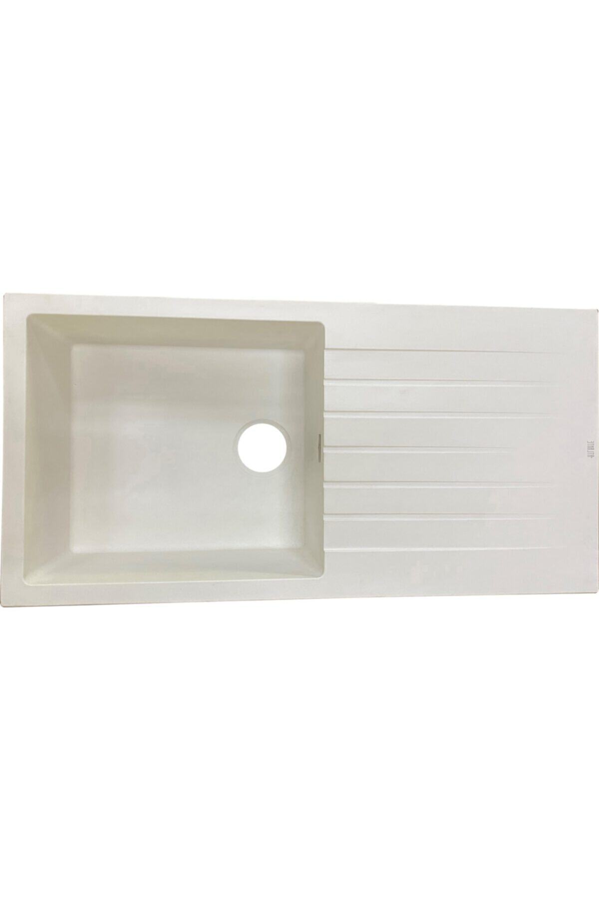 ATLANTE 285603 Tek Göz Büyük Beyaz Granit Eviye