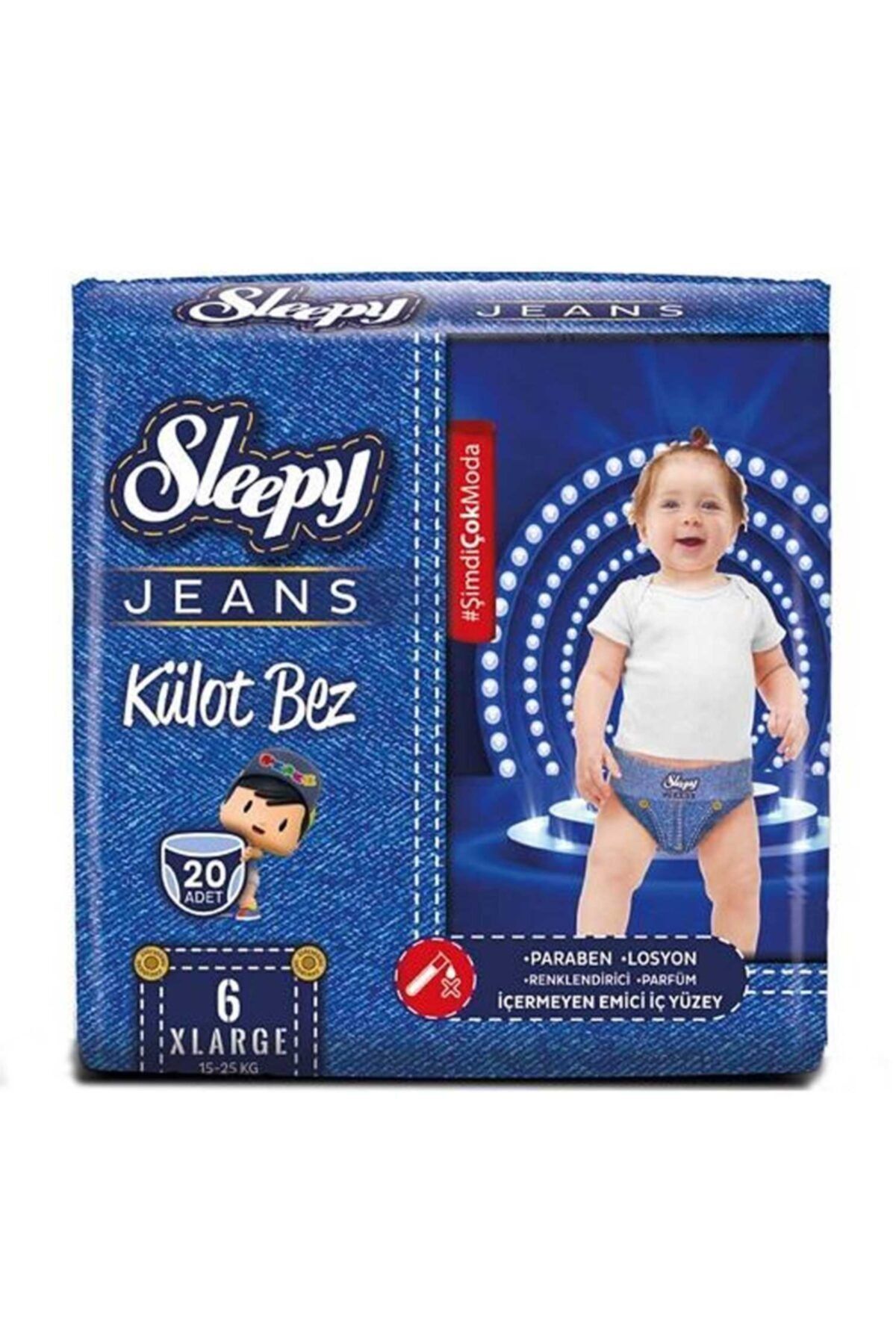 Sleepy Jeans Külot Bebek Bezi No 6 (15-25 Kg) XLarge 20 Adet