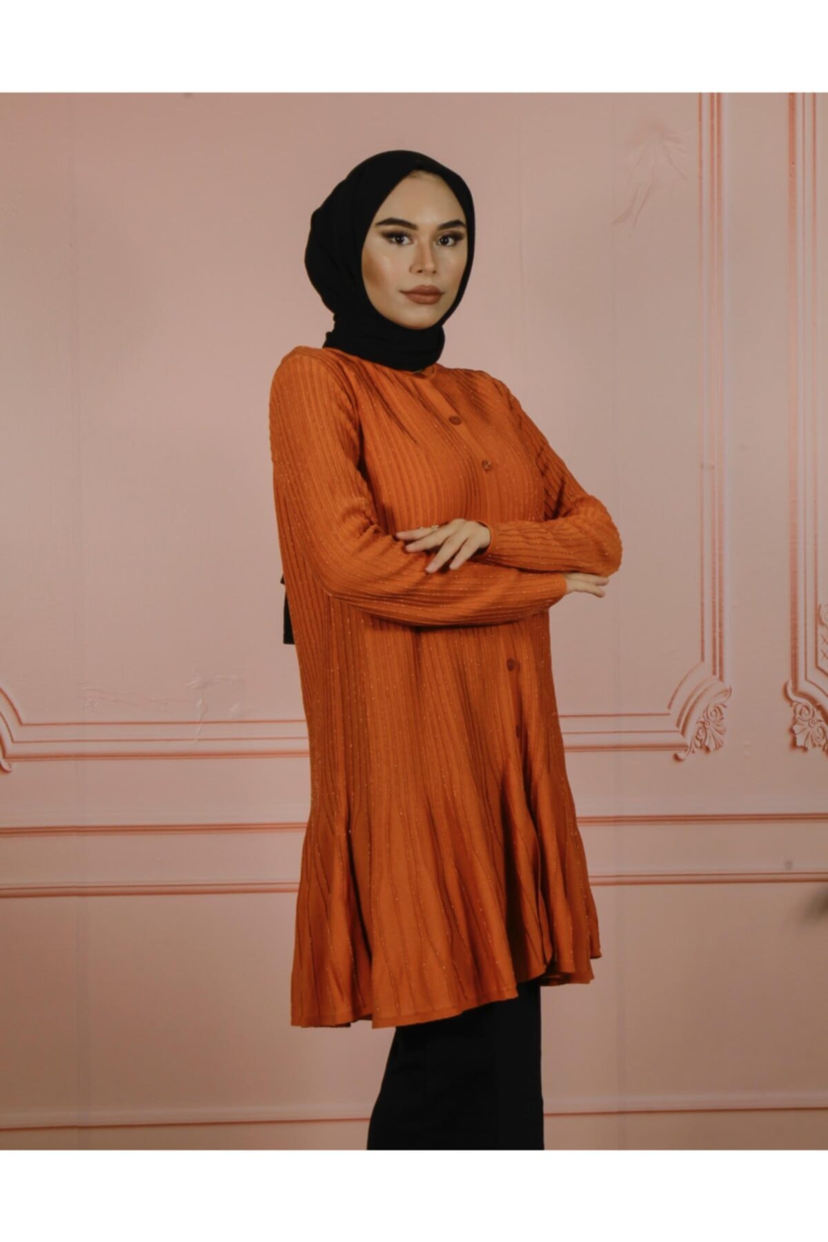 Nuss 918 Simli Hırka Orange