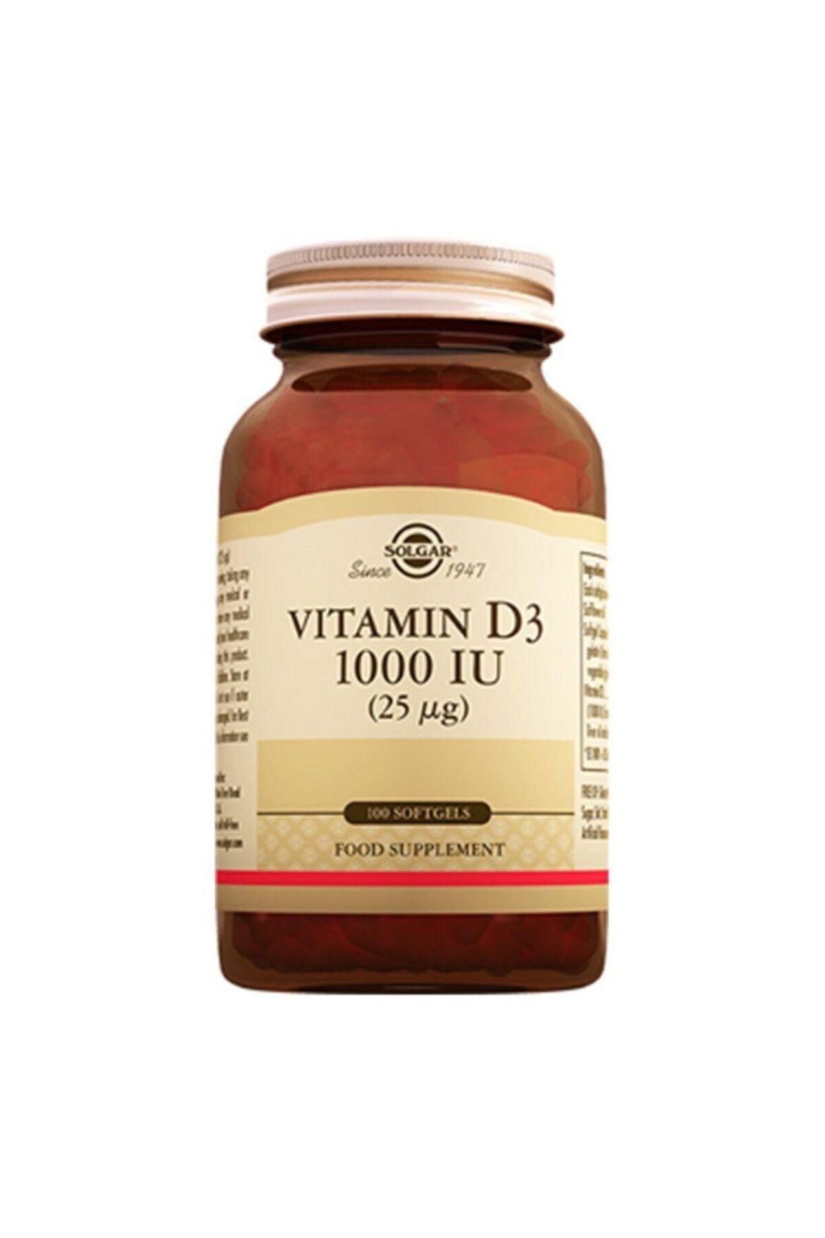 Solgar Vitamin D3 Içeren Takviye Edici Gıda 1000ıu Yumuşak 100 Kapsül