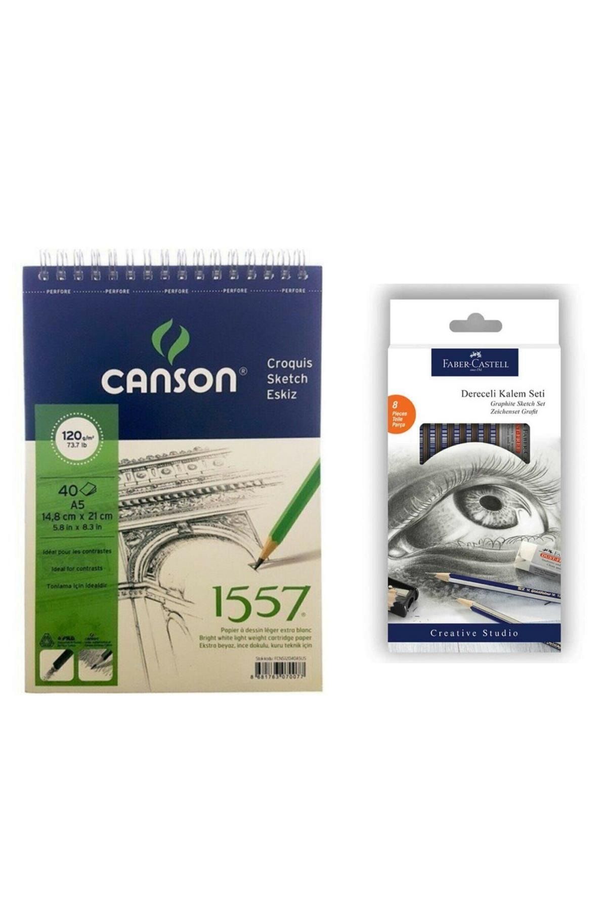 Canson 1557 Eskiz Çizim A5 Ve Faber Castell Dereceli Kalem Seti