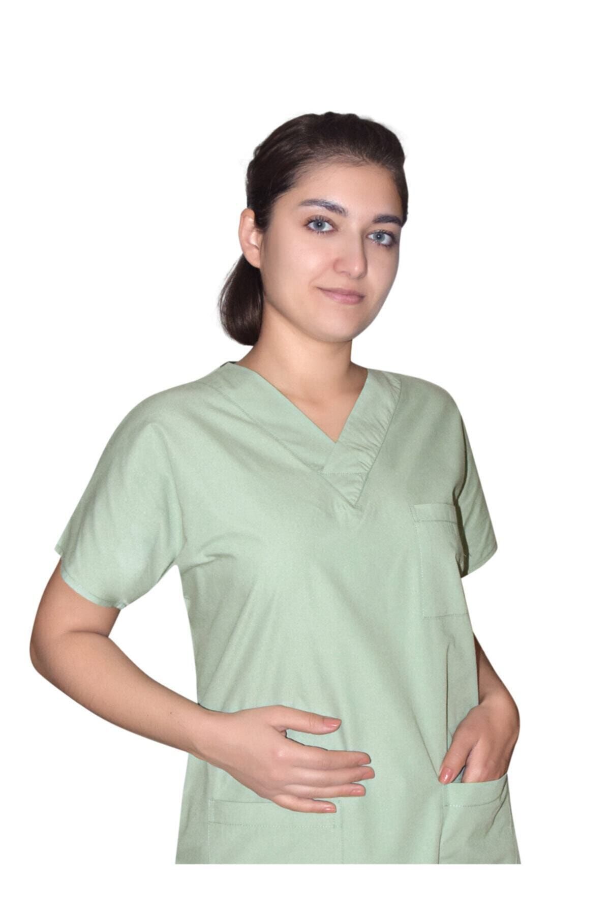 Nur Medikal Giyim Su Yeşili Hemşire Doktor Cerrahi Hastane Greys Terikoton Tek Üst Forma