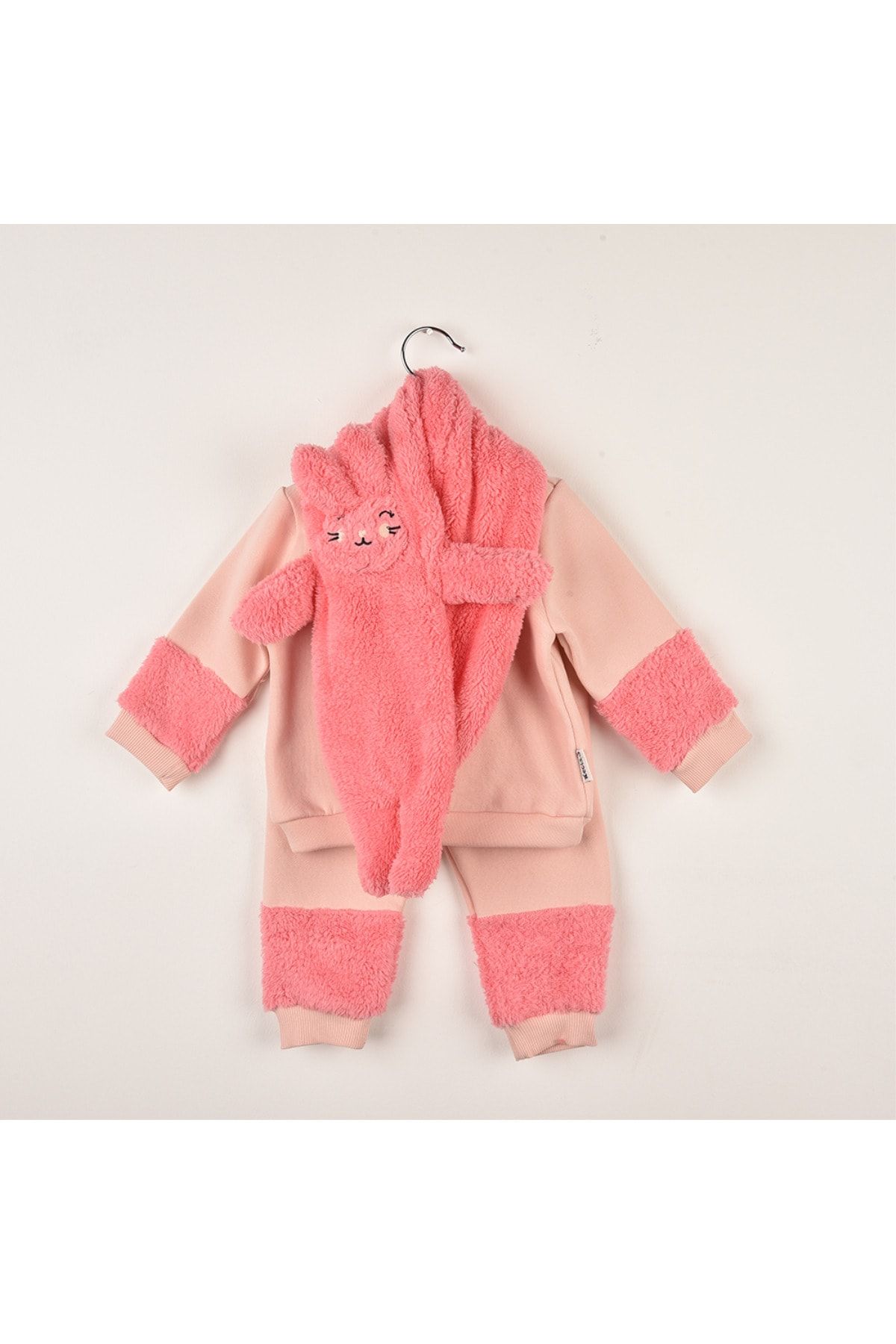Necix's Bebek Bunny Atkılı Welsoft Alt Üst İkili Takım Pudra
