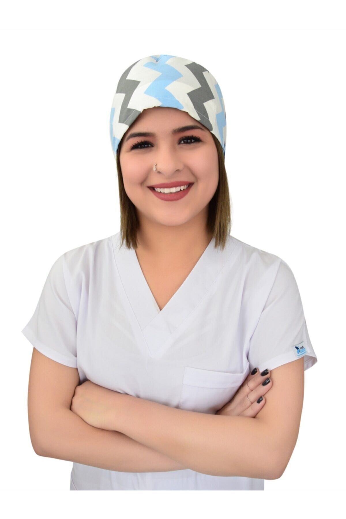Nur Ortopedi Zigzag Desen Hastane Doktor Hemşire Cerrahi Bonesi
