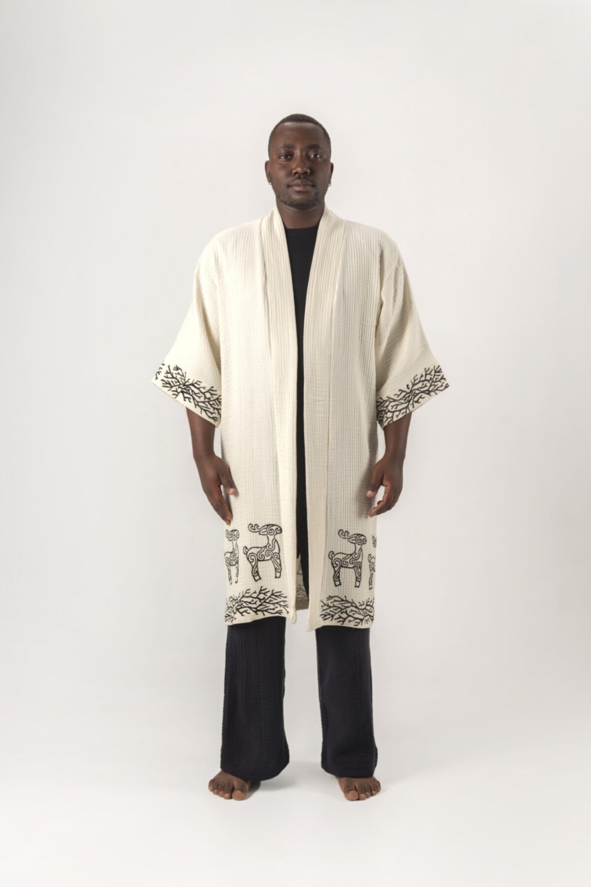 thegacca Aheste Unisex Dört Katlı Müslin Sürdürülebilir Kimono