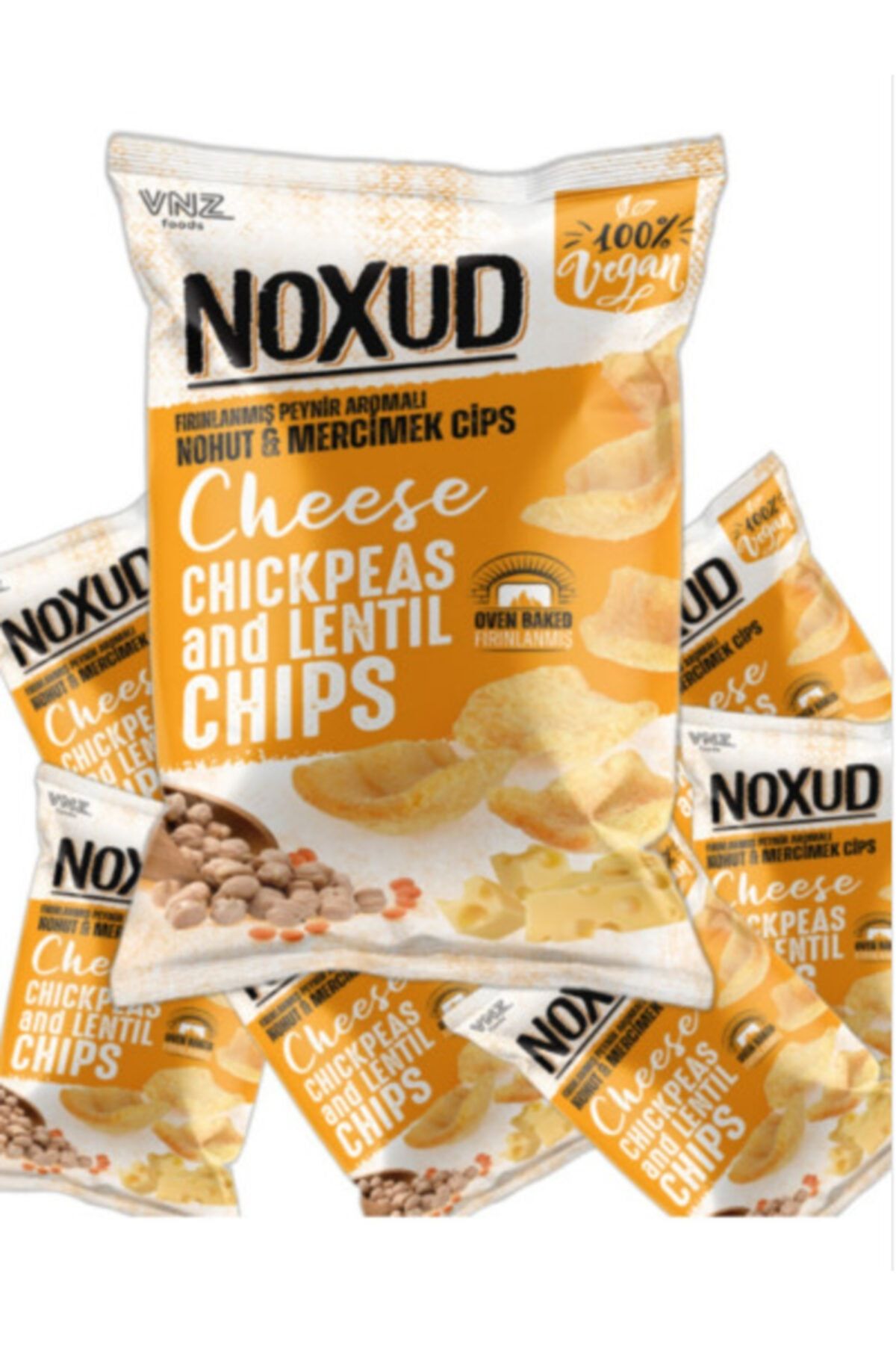NOXUD %100 Vegan Fırınlanmış Peynir Aromalı Nohut & Mercimek Cipsi 55 Gr