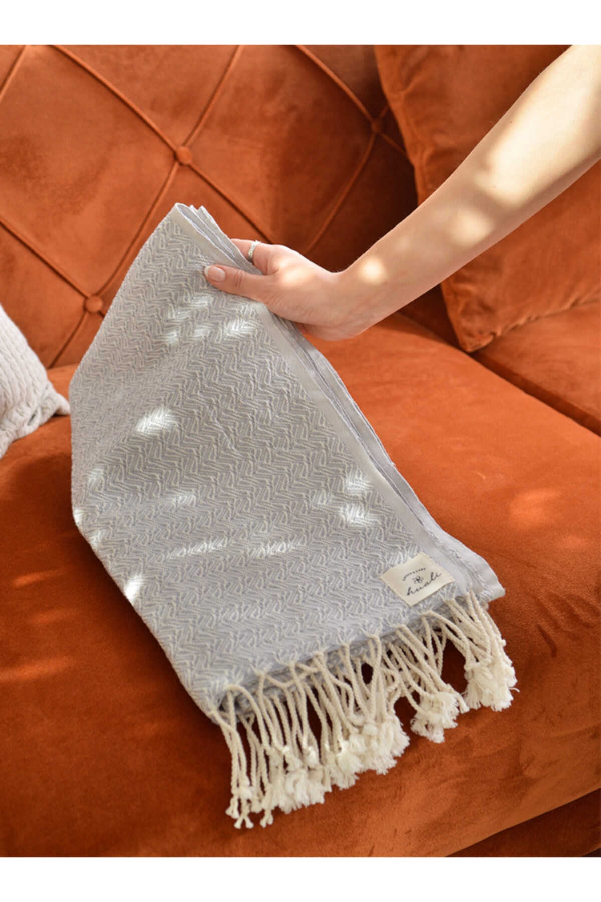 Huali Peştamal % 100 Pamuk 90x180cm Gri Desenli