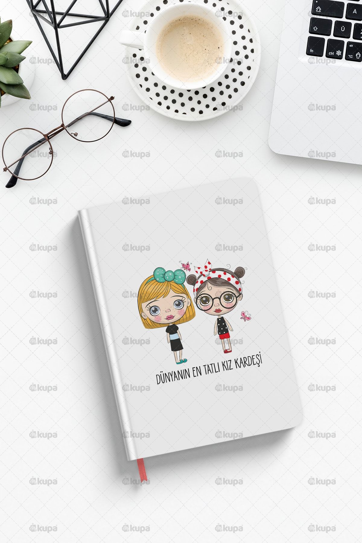 Mykupa Dünyanın En Tatlı Kız Kardeşi Baskılı Beyaz Defter Ajanda