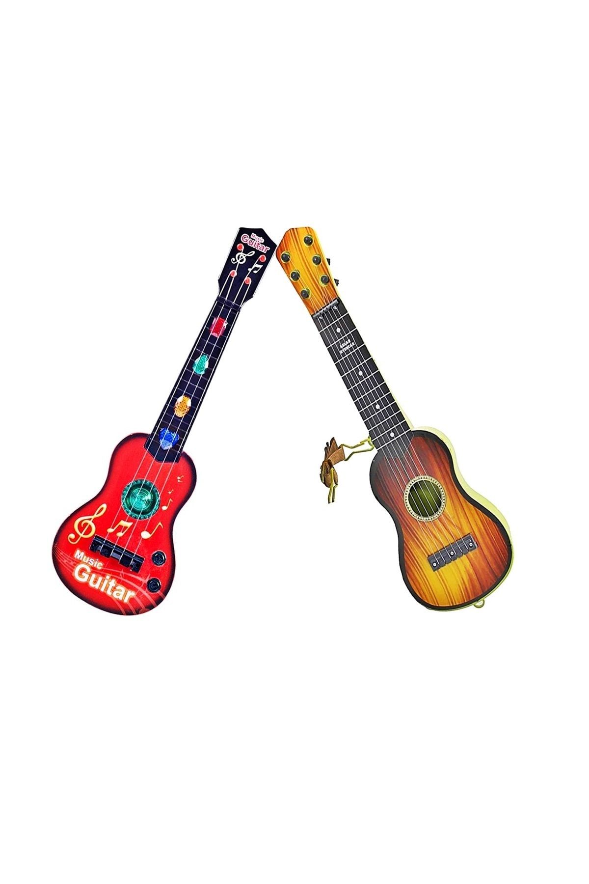 Satış Diyarı Pilli Müzikli Işıklı Gitar Ve 6 Telli Manuel Elle Çalınan Oyuncak Gitar Resimdeki 2 Gitar Gelecektir