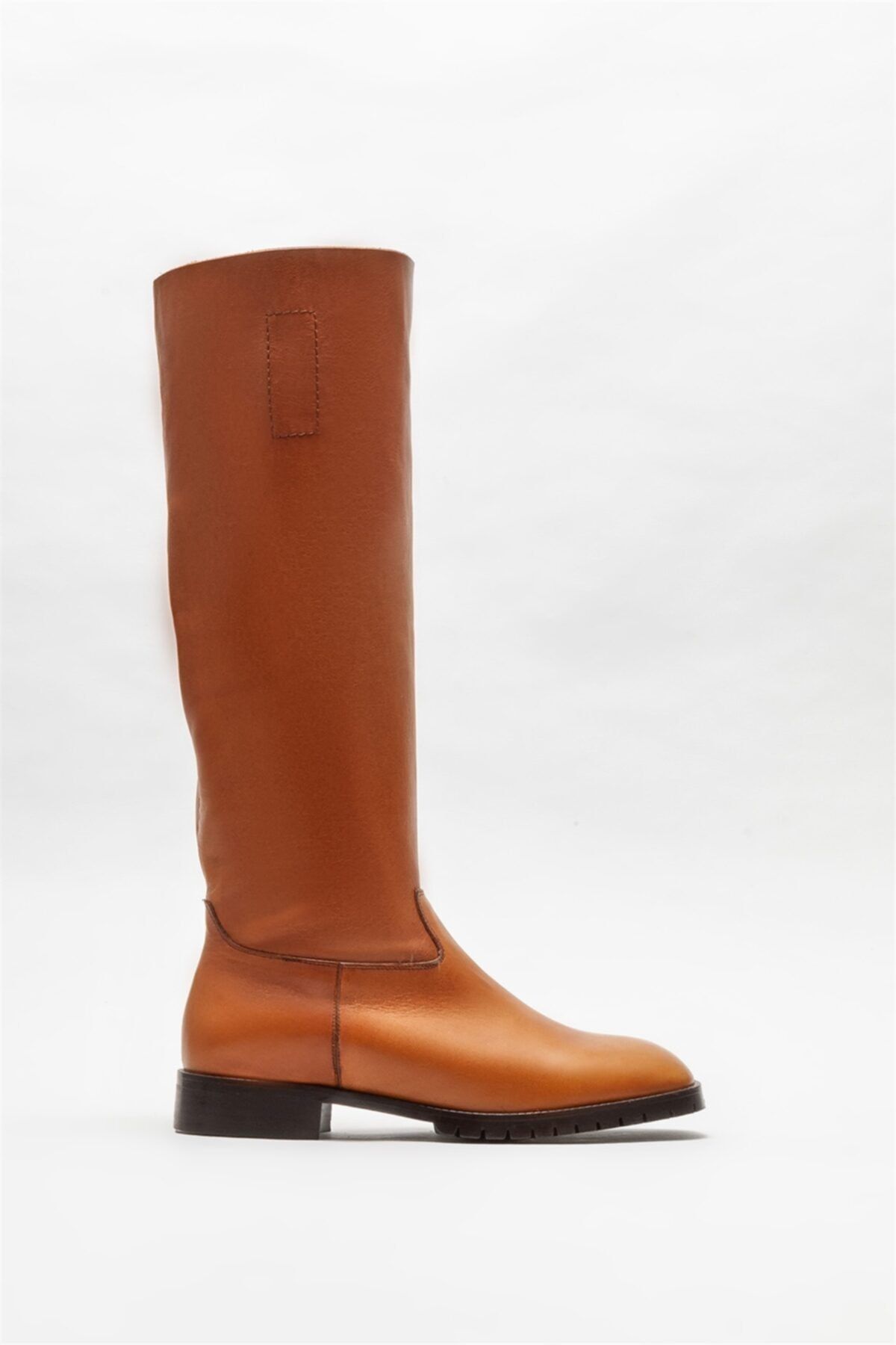 Elle Shoes Taba Deri Kadın Düz Çizme