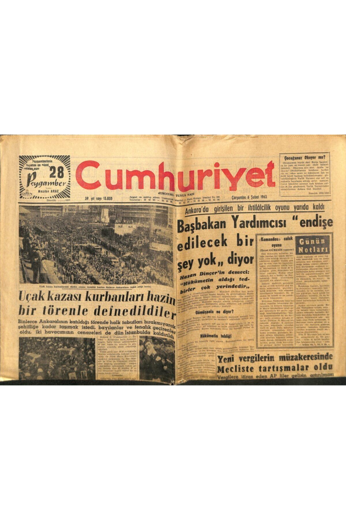 Gökçe Koleksiyon Cumhuriyet Gazetesi - 6 Şubat 1963 - Trakya'daki Köprüler Yıkılmaktan Kurtuldu