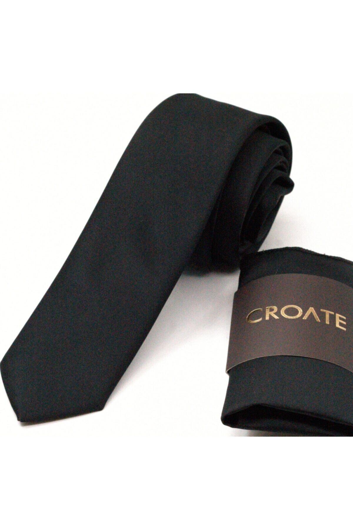 CROATE Slim Fit (ince)özel Mat Siyah Dupon Düz Kravat(düz Kravatlar Da Mat Tercihdir)