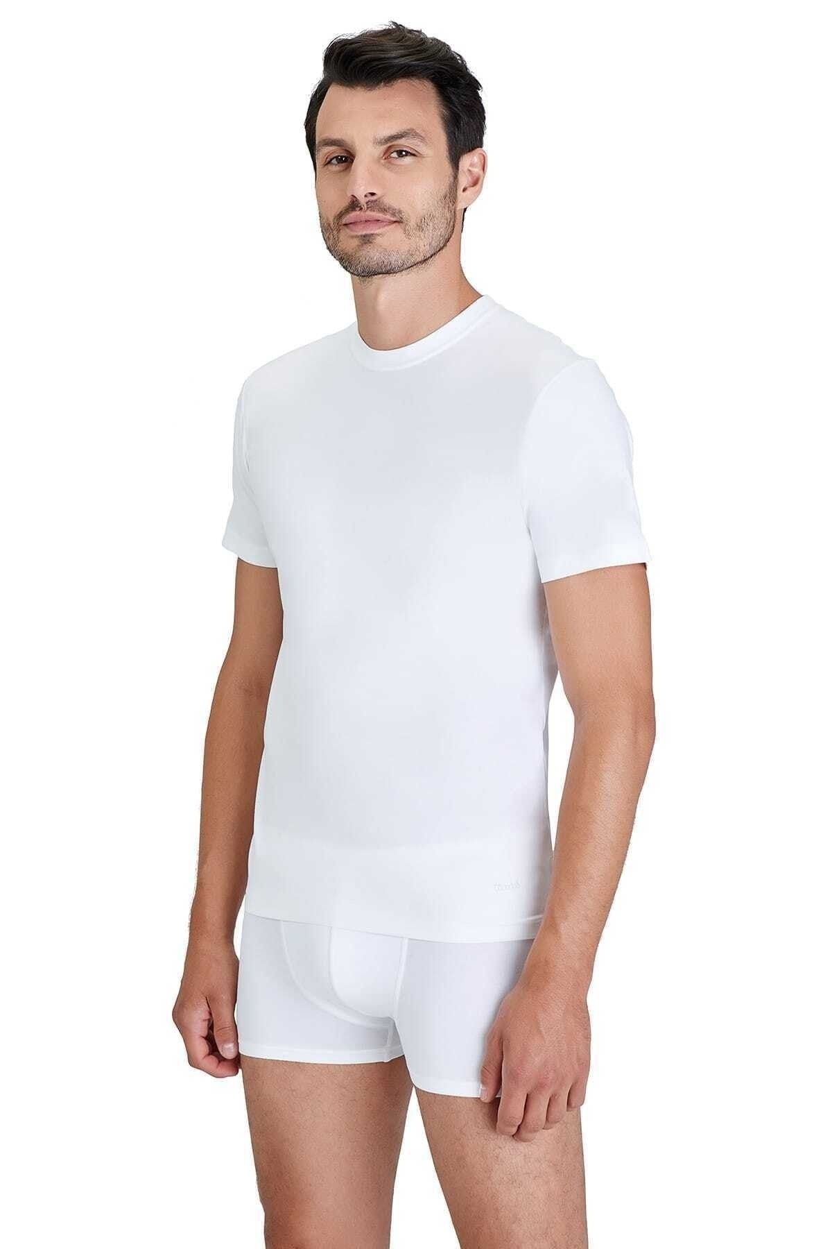 Kom Beyaz Erkek T-shirt 44ts10051beya