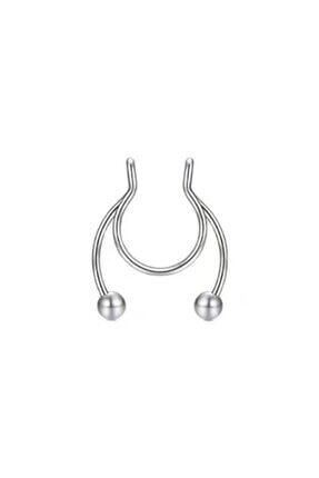 Gri Fake Sahte Septum Sıkıştırmalı Geçmeli Piercing Image 0