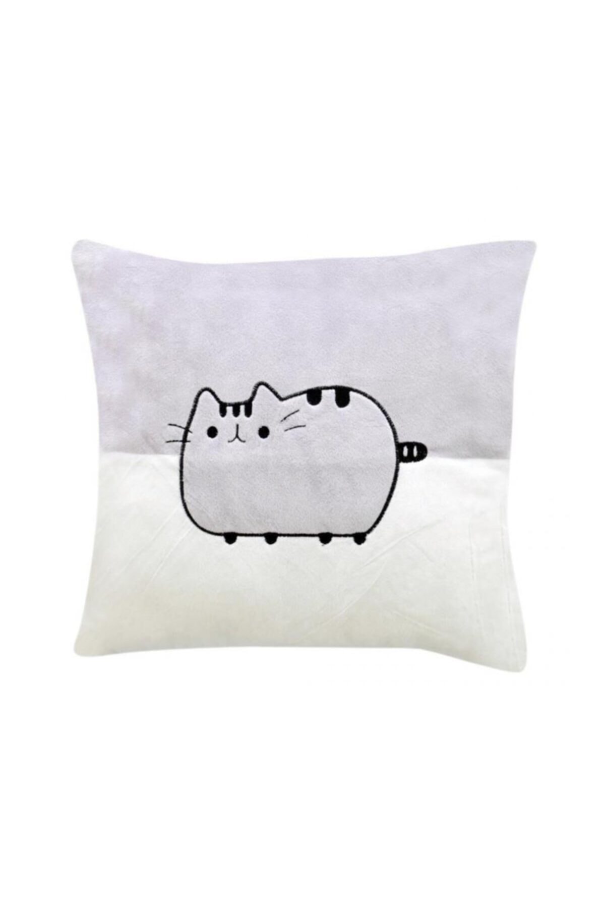 İhtiyaclar burada Şirin Kedi Figürlü Yastık 30 Cm Gri