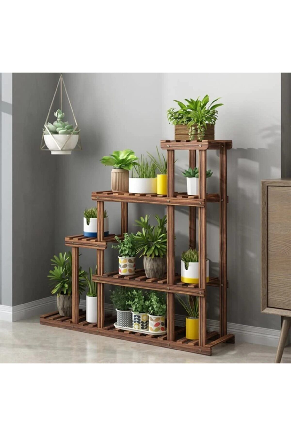 Kenpool Ahşap Çiçeklik Kitaplık Saksılık Balkon Bahçe Standı No7