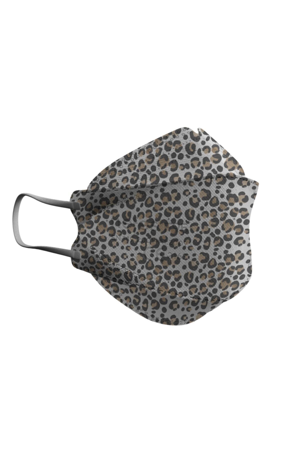 nefes maske N'fes F95 Premium Leopar Desenli F95 Kore Tipi N95 Maske 1 Kutu 10 Adet