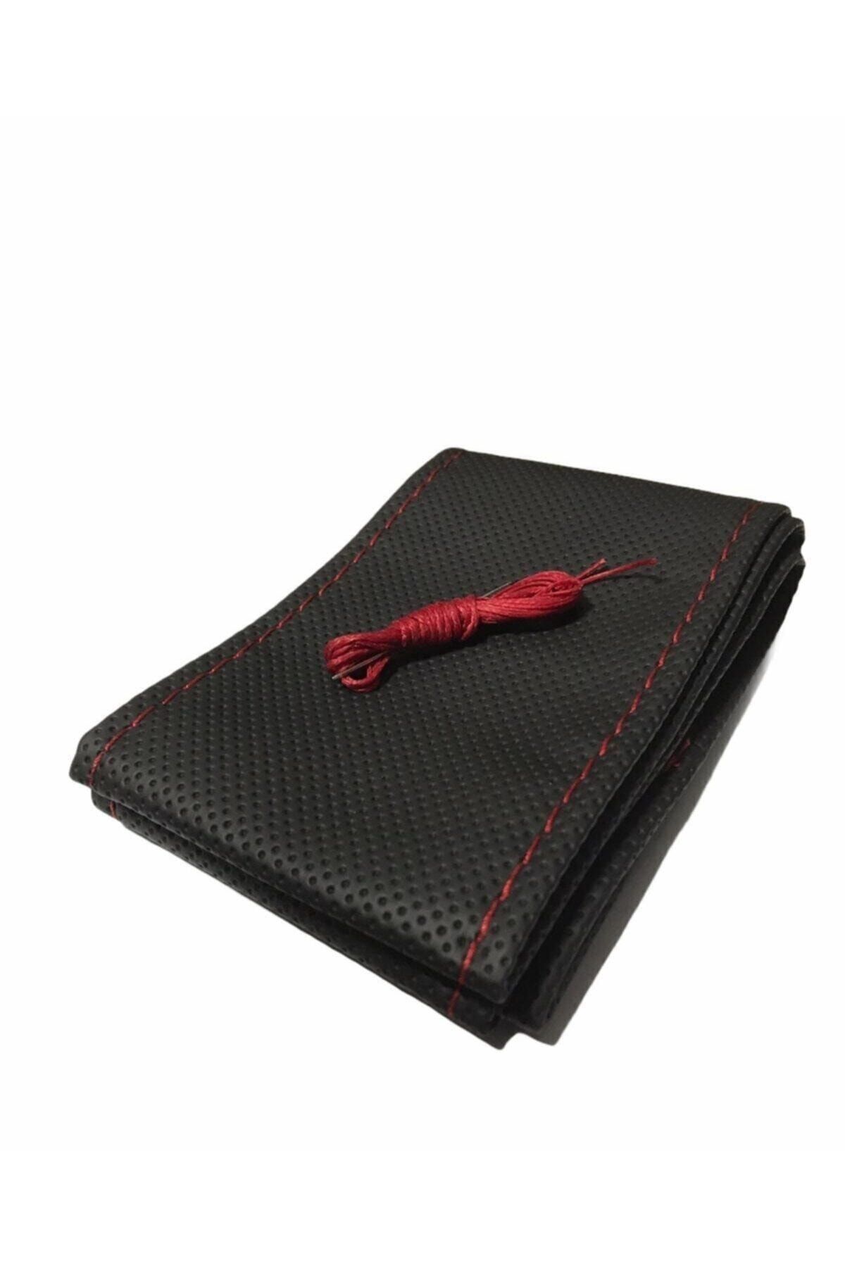 gürlerotoaksesuar Dikme Direksiyon Kılıfı Delikli Kırmızı Ipli- Kokusuz (10.5cm)