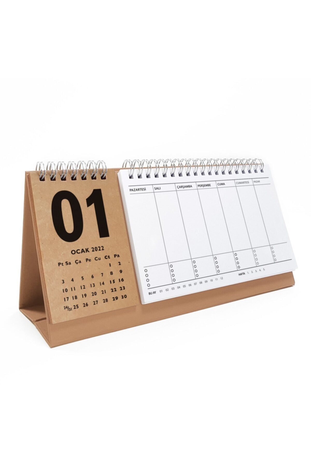 bi'aldım Haftalık Planlamalı 2022 Takvim Kraft Yaprak Kraft Taban